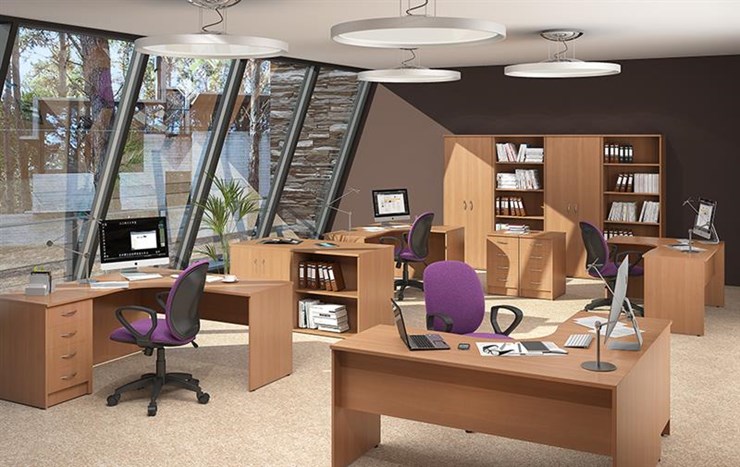 Офисный комплект мебели IMAGO три стола, 2 шкафа, стеллаж, тумба в Чите - изображение 2